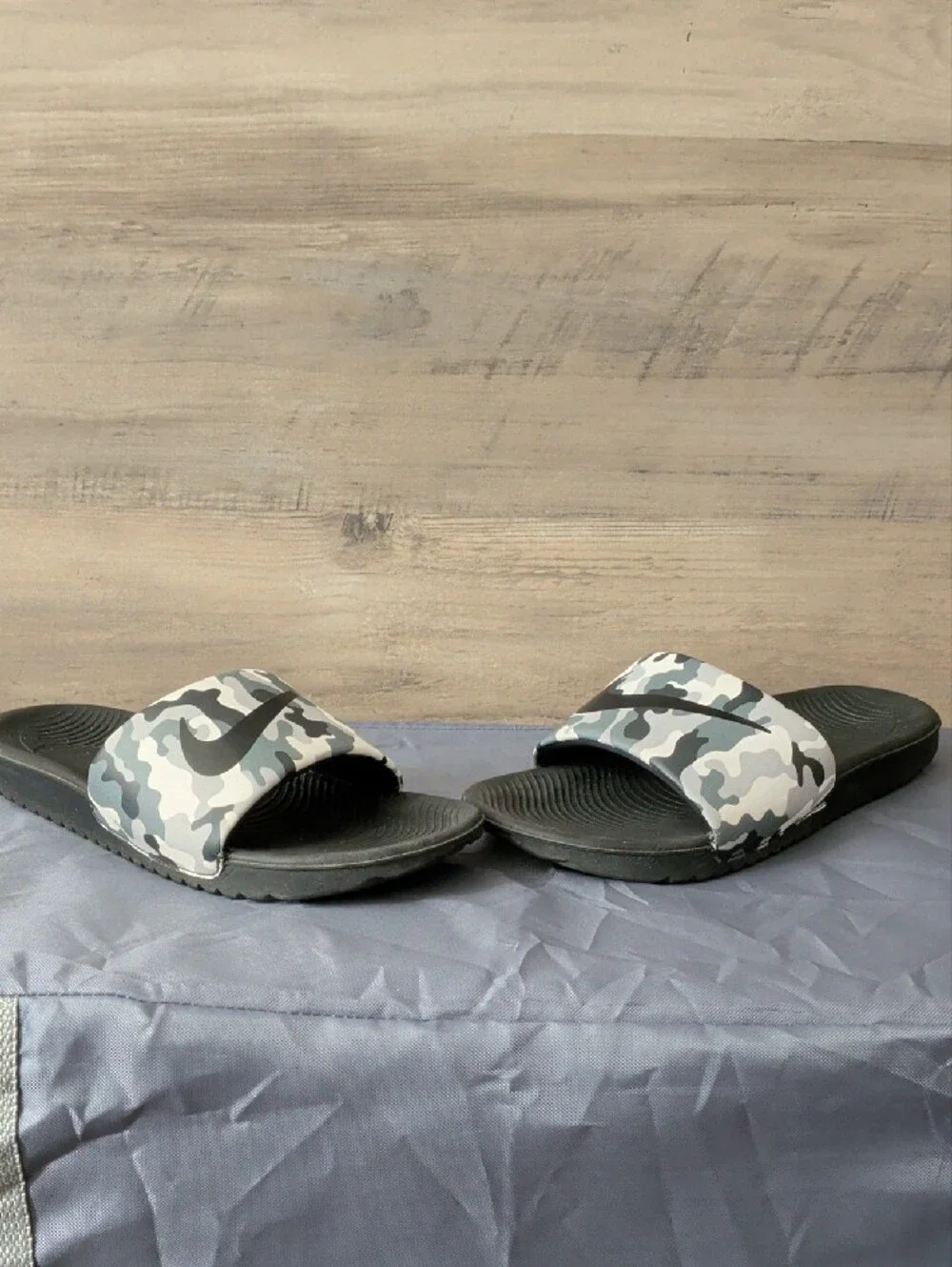 Nike Boys Kawa Slide Sandals In Black & Gray Camo